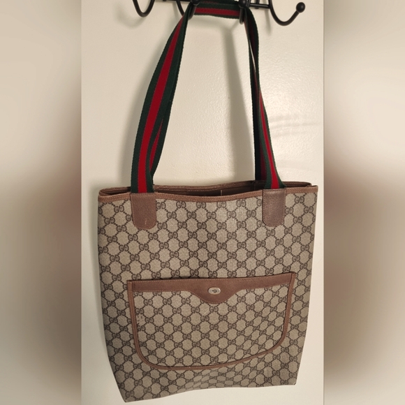 GUCCI WEB TOTE (MINOR HANDLE FRAY & CORNER ABRASION) - Picture 1 of 16